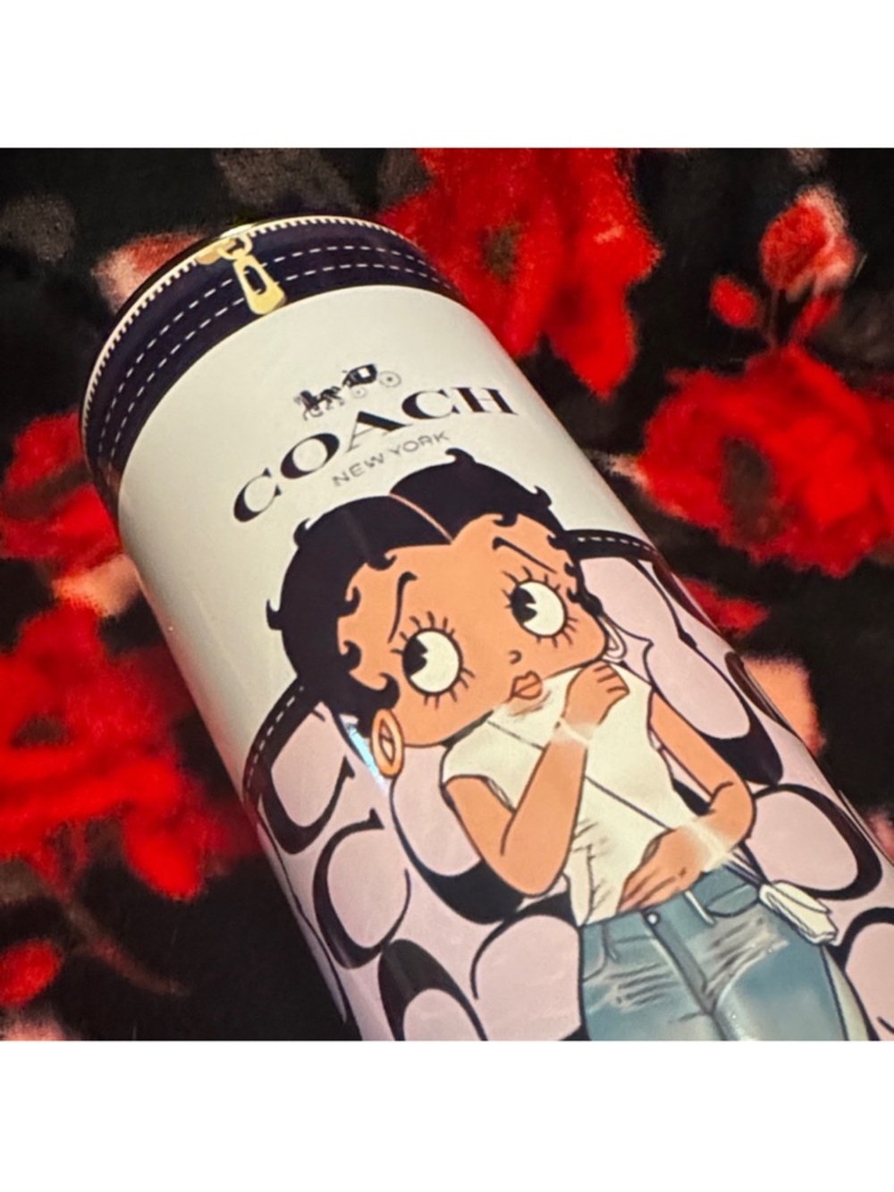 Betty Boop Coach Cartoon Design Skinny Tumbler Pink - Picture 5 of 5